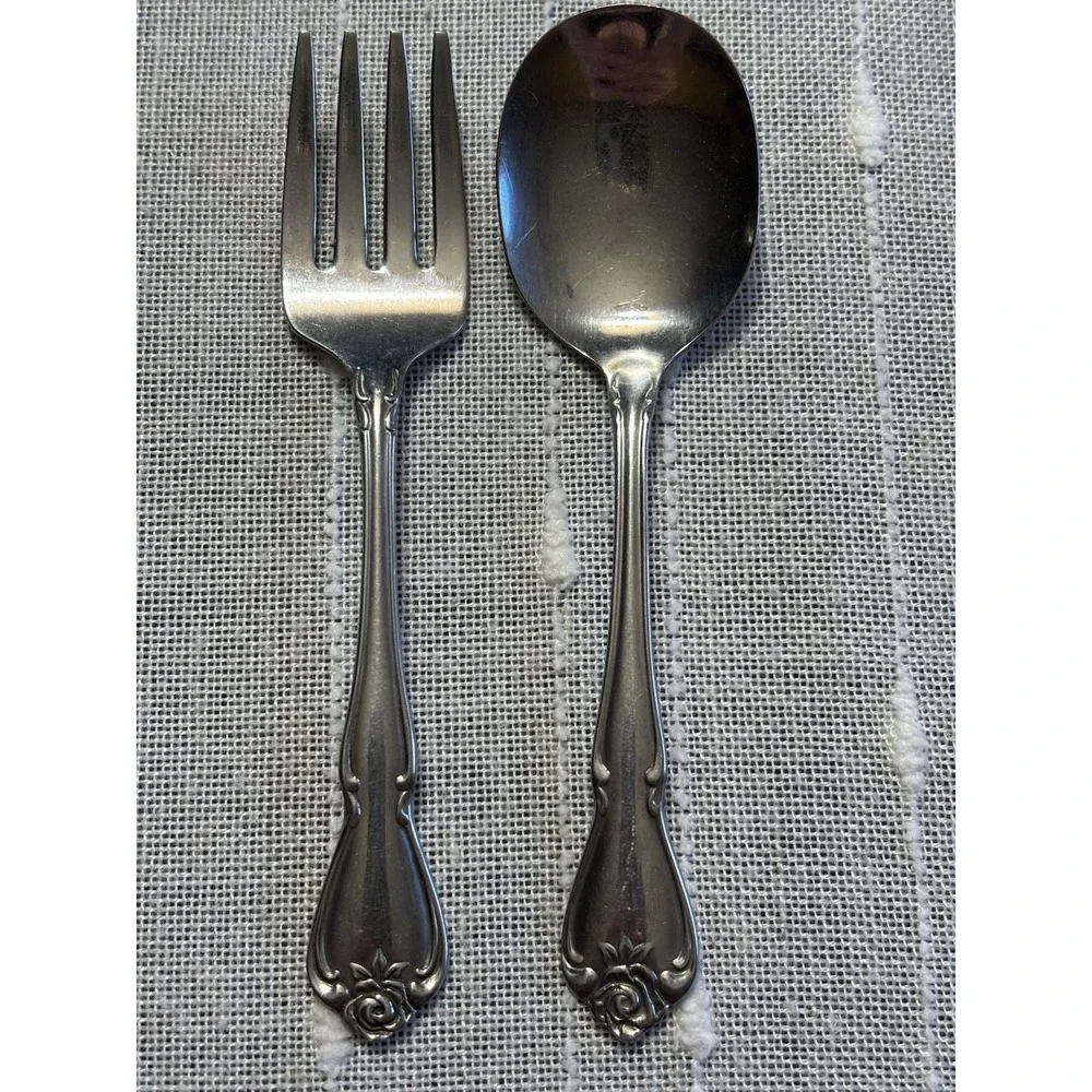 Vintage 1881 Rogers Stainless Oneida Arbor Rose/True Rose Child's Fork & Spoon